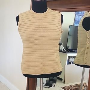 Valentino Boutique 1970s Tan wool sleeveless sweater top